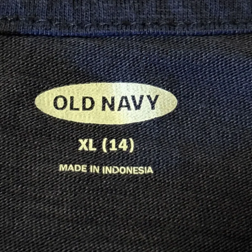 Girls Old Navy Blue Happiness Is Magnetic Ruffled Long Sleeve T Shirt Size XL/14